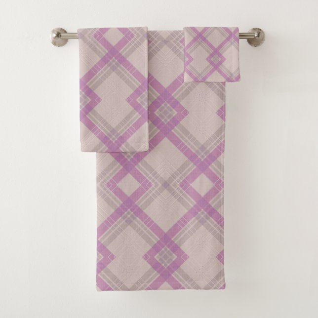 Conjunto De Toalhas Crisscross Happy Purple & creme,cheques brancos (Insitu)