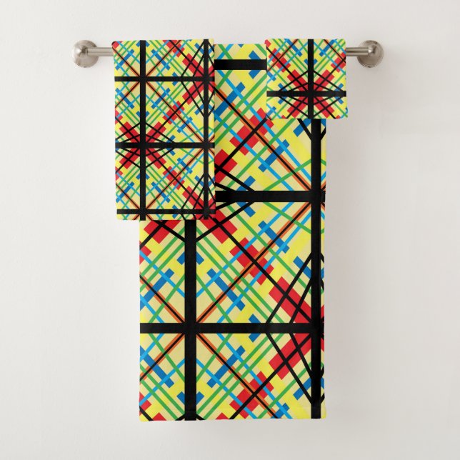 Conjunto De Toalhas Crisscross Rainbow Stripes Pattern Bath Towels (Insitu)