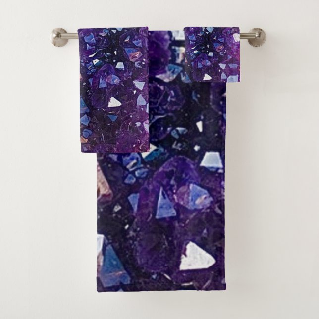 Conjunto De Toalhas Cristal Quartz Ametist Roxo (Insitu)