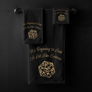 Conjunto De Toalhas Critérios D20 Dourados   Tabletop Role Player Dic