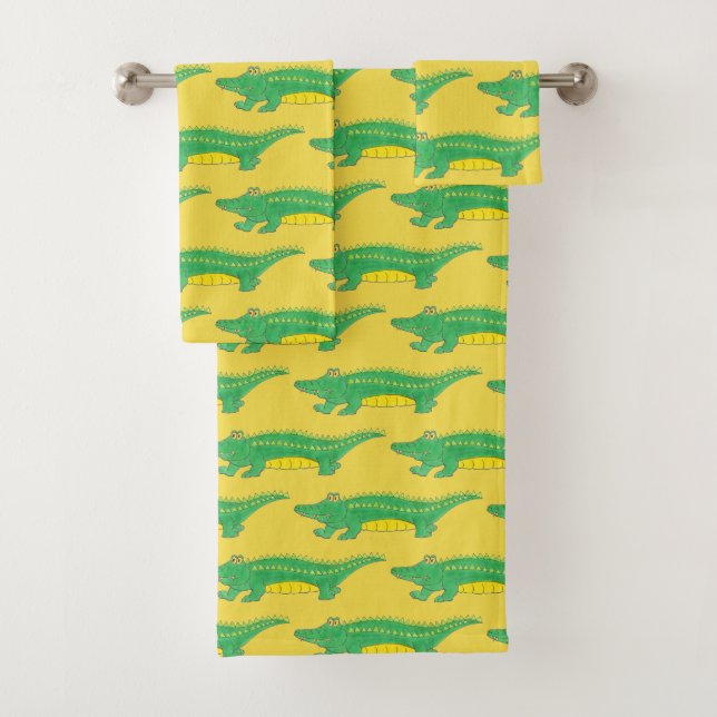 Conjunto De Toalhas Crocodilo Crocodilo de Gator Amarelo Verde (Insitu)