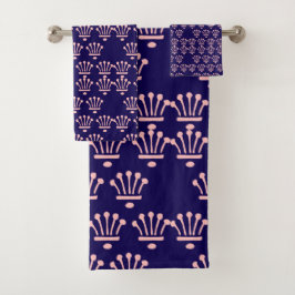 Conjunto De Toalhas Crowns Dk Azul Rosa