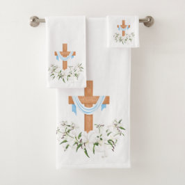 Conjunto De Toalhas Crucifixo e lírios