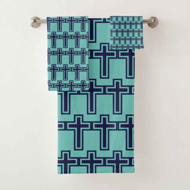 Conjunto De Toalhas Cruz cristã azul diferentes variantes (Insitu)