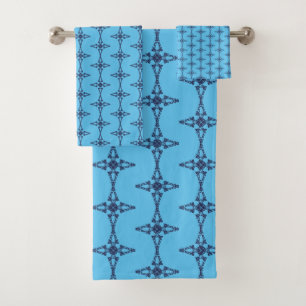 Conjunto De Toalhas Cruz Cristã com Ornamentação Azul