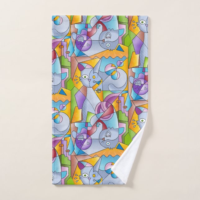 Conjunto De Toalhas Cubist Cats - The Mininos (Toalha de mão)