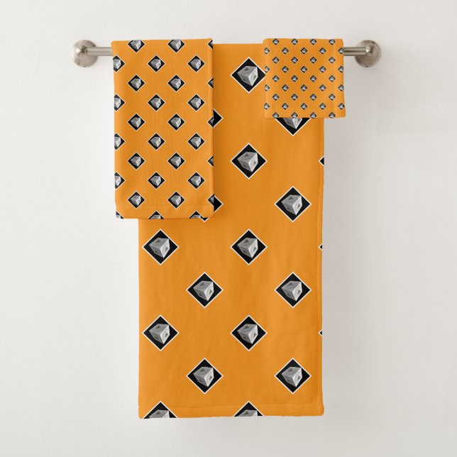 Conjunto De Toalhas Cubo Pirâmide Repetir Laranja (Insitu)