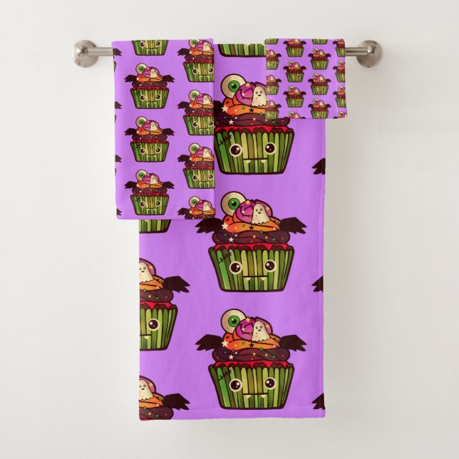 Conjunto De Toalhas Cupcake Spooky Halloween (Insitu)
