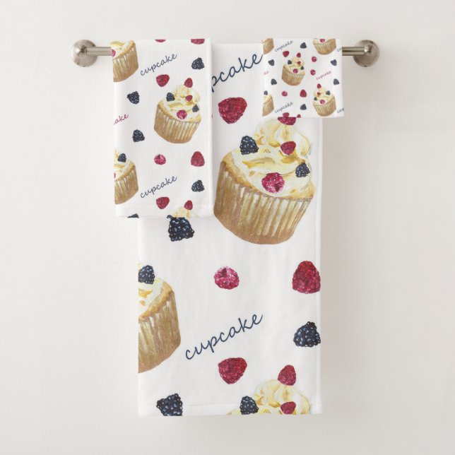 Conjunto De Toalhas Cupcakes de aquarela (Insitu)
