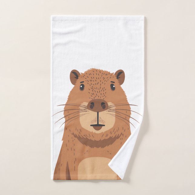 Conjunto De Toalhas Curioso Capybara Portrait (Toalha de mão)