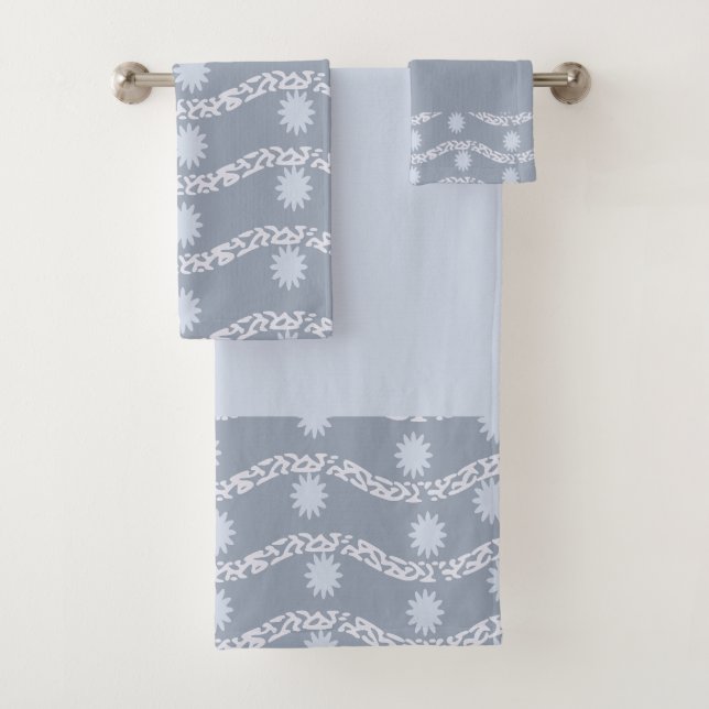 Conjunto De Toalhas Curva Cinza e Floral  (Insitu)