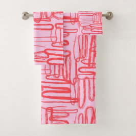 Conjunto De Toalhas Curva Rosa Abstrata Moderna Ondulada