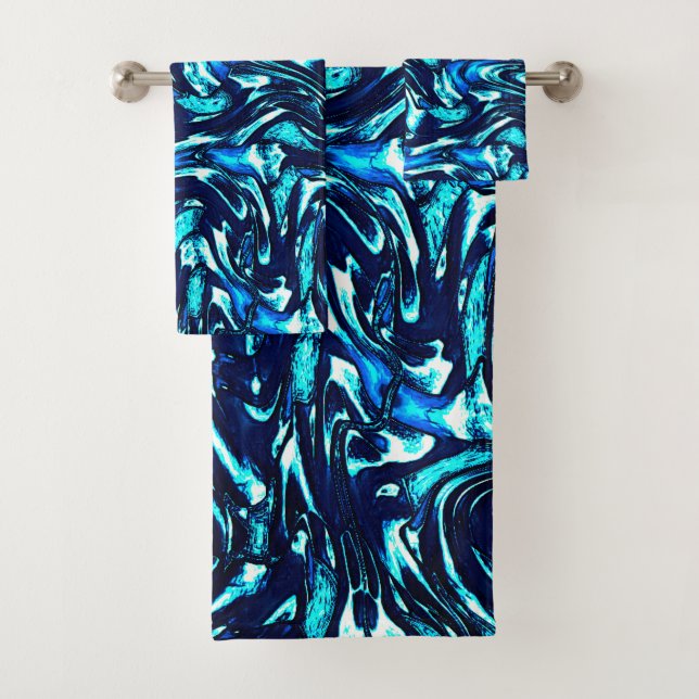 Conjunto De Toalhas Curvas azuis e cianas mimadas (Insitu)