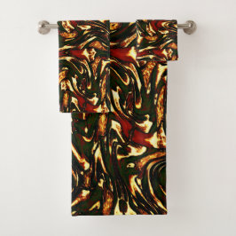 Conjunto De Toalhas Curvas castanho-avermelhadas e amarelas malhadas