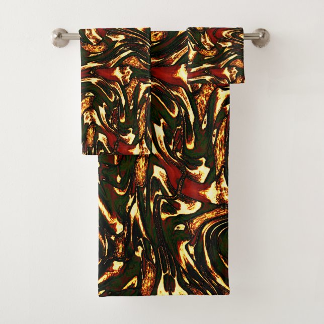 Conjunto De Toalhas Curvas castanho-avermelhadas e amarelas malhadas (Insitu)