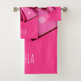 Conjunto De Toalhas Custom Cute Pink Bow Coquette Girls