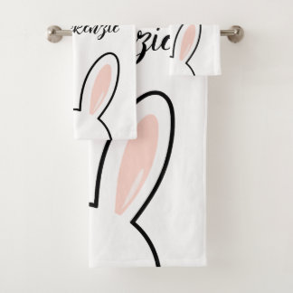 Conjunto De Toalhas Custom Minimalist Cute Bunny Ears Happy Easter