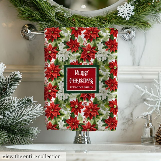 Conjunto De Toalhas Custom Name Bath Towels Traditional Holiday Gift (Custom Name Bath Towels Traditional Holiday Gift)