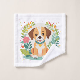 Conjunto De Toalhas Custom Name Cute Floral Dog Puppy Kids