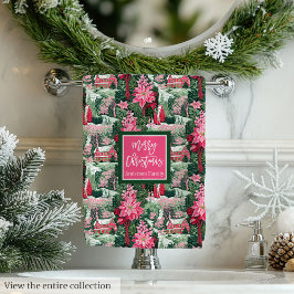 Conjunto De Toalhas Custom name green and pink Christmas preppy towel