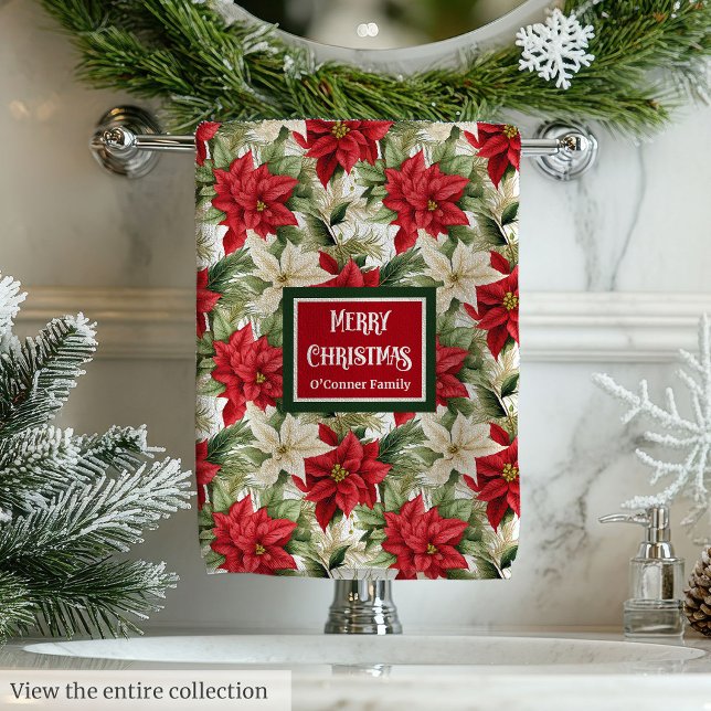 Conjunto De Toalhas Custom Name Towels Christmas Wreath Accent (Custom Name Towels Christmas Wreath Accent)