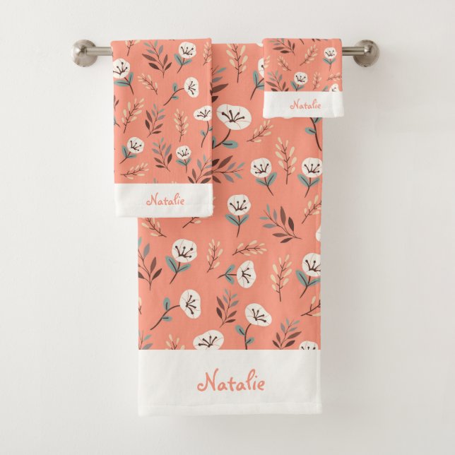 Conjunto De Toalhas Custom Towels with White Poppies (Insitu)