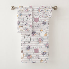 Conjunto De Toalhas Cute cat pattern