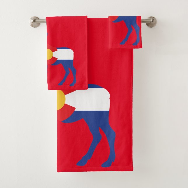 Conjunto De Toalhas Cute Colorado Moose em Bandeira (Insitu)