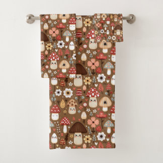 Conjunto De Toalhas Cute Cottage Core Mushrooms and Flowers