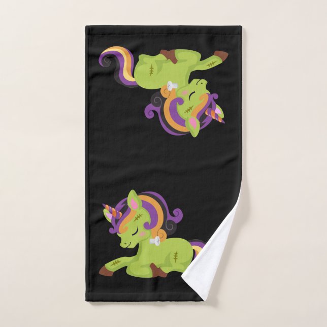Conjunto De Toalhas Cute Frankenstein Unicorn Halloween (Toalha de mão)