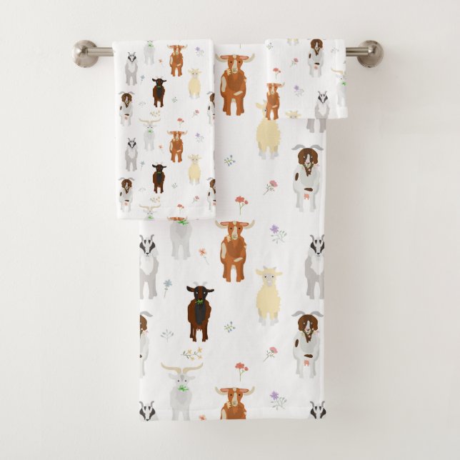 Conjunto De Toalhas Cute Goats Farm Animals (Insitu)