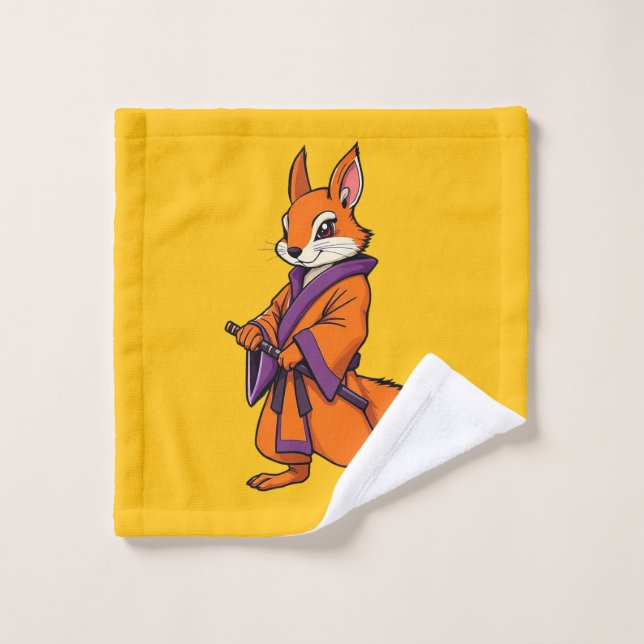 Conjunto De Toalhas Cute Japanese Samurai Squirrel (Pano de lavar)
