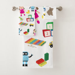 Conjunto De Toalhas Cute Kids Toys Pattern