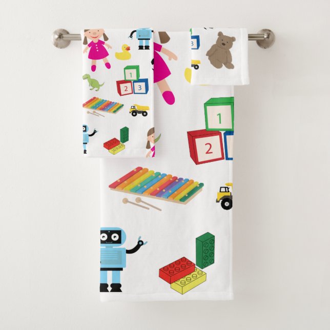 Conjunto De Toalhas Cute Kids Toys Pattern (Insitu)