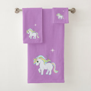 Conjunto De Toalhas Cute Magia Unicórnio & Estrela em Violeta