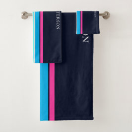 Conjunto De Toalhas Cute Navy e Hot Pink Meninas Moderno Minimalista G