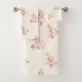 Conjunto De Toalhas Cute rabbit ballerina wrapping paper 