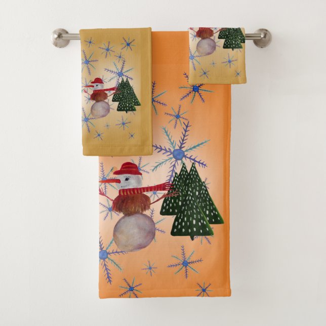 Conjunto De Toalhas Cute Snowman Art (Insitu)