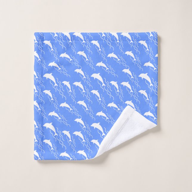 Conjunto De Toalhas Cute swimming dolphins pattern  (Pano de lavar)