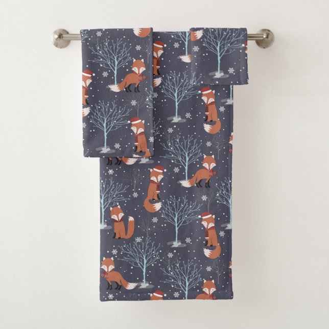 Conjunto De Toalhas Cute Winter Foxes (Insitu)