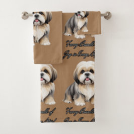 Conjunto De Toalhas Cutensidade do Paw-some: Flauffy Pup em tons suave