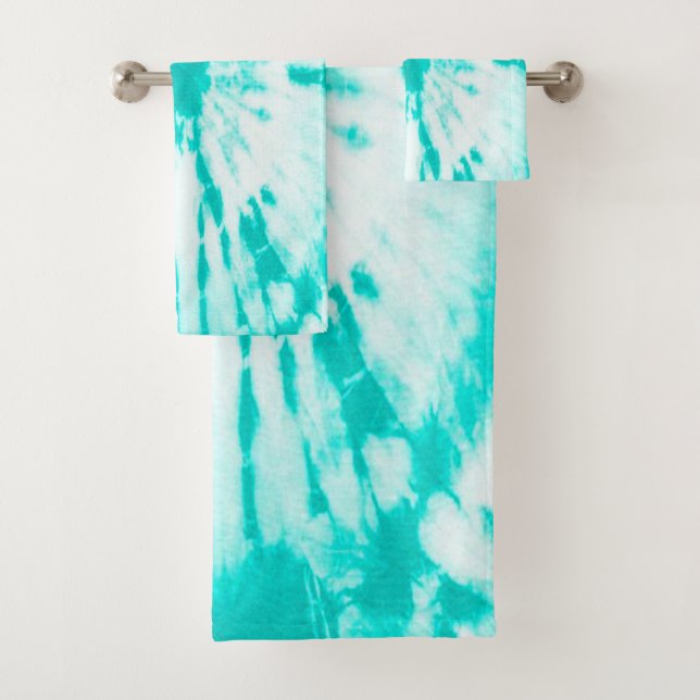 Conjunto De Toalhas Cyan Tie Dye Pattern Bonito Beachy (Insitu)