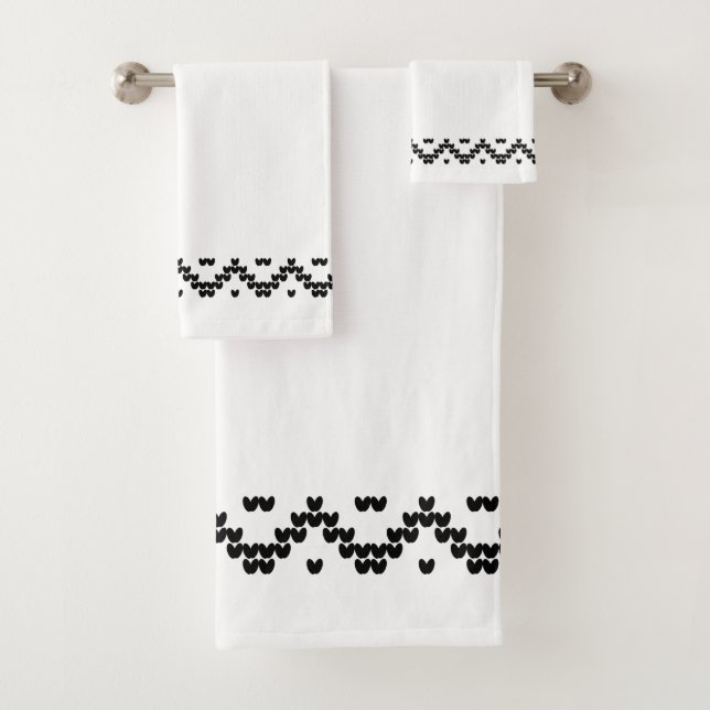 Conjunto de toalhas da borda branca negra da Norue (Insitu)