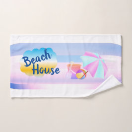 Conjunto de Toalhas da Casa de Praia Azul e Rosa