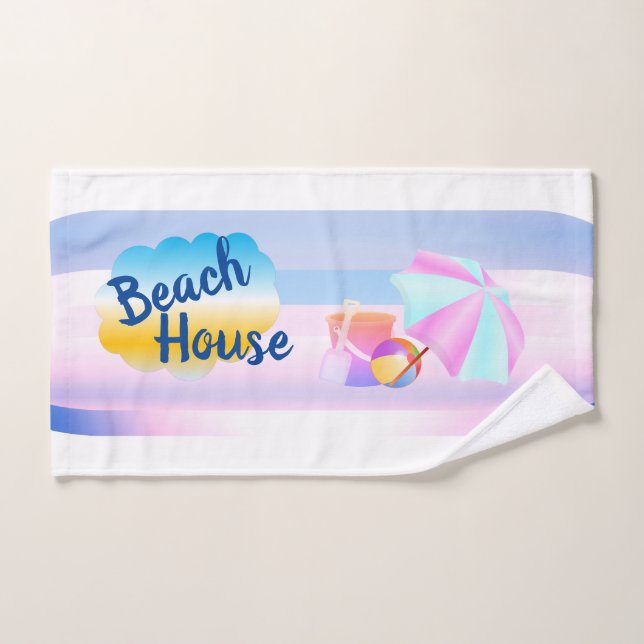 Conjunto de Toalhas da Casa de Praia Azul e Rosa (Toalha de mão)