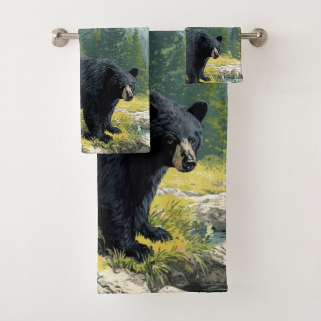 Conjunto de Toalhas da Natureza Urso Preto Persona (Insitu)