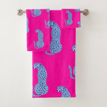 Conjunto de Toalhas da Selva Moderna Rosa e Azul C