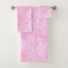 Conjunto De Toalhas Dahlias Em Rosa Suave