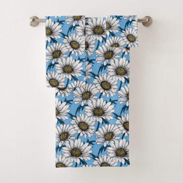 Conjunto De Toalhas Daisies, flores silvestres em azul (Insitu)