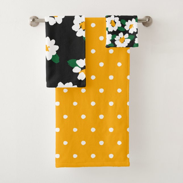 Conjunto De Toalhas Daisy Flower Pattern Green Yellow Bath Towel (Insitu)